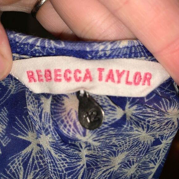 Rebecca Taylor flowy boho 12 blue floral peasant blouse - Picture 4 of 4